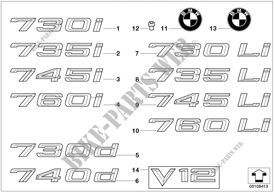 Emblemas / inscriptiones para BMW 735Li