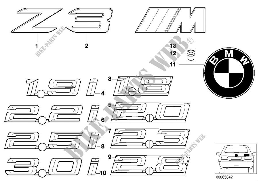 Emblemas / inscriptiones para BMW Z3 1.8