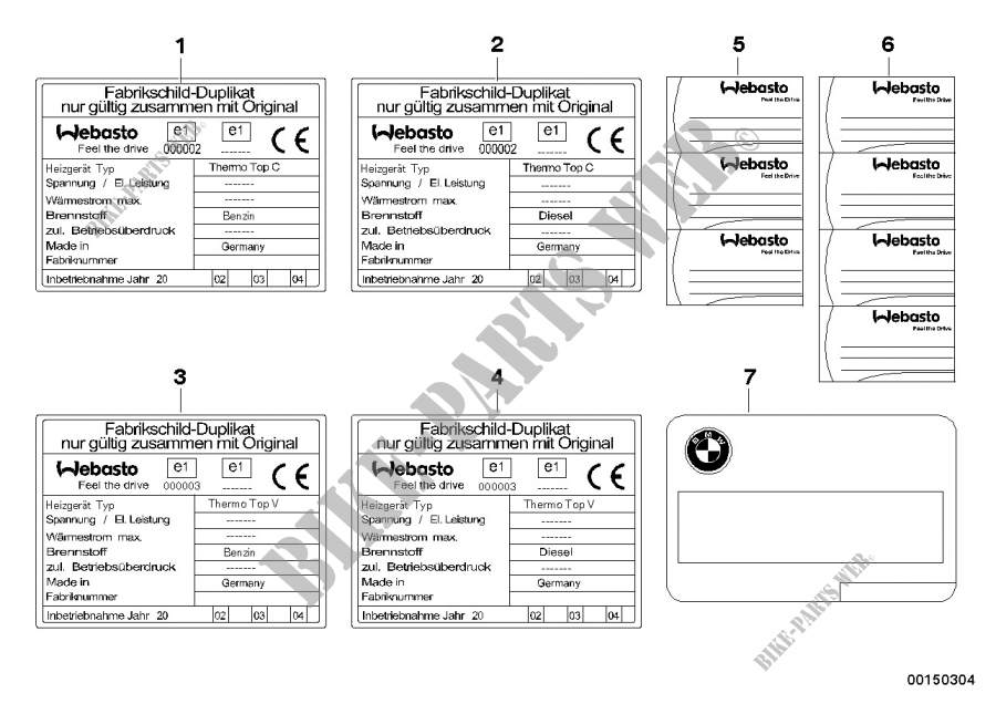 Rotulos indicativos calefacción independ para BMW Z3 1.8