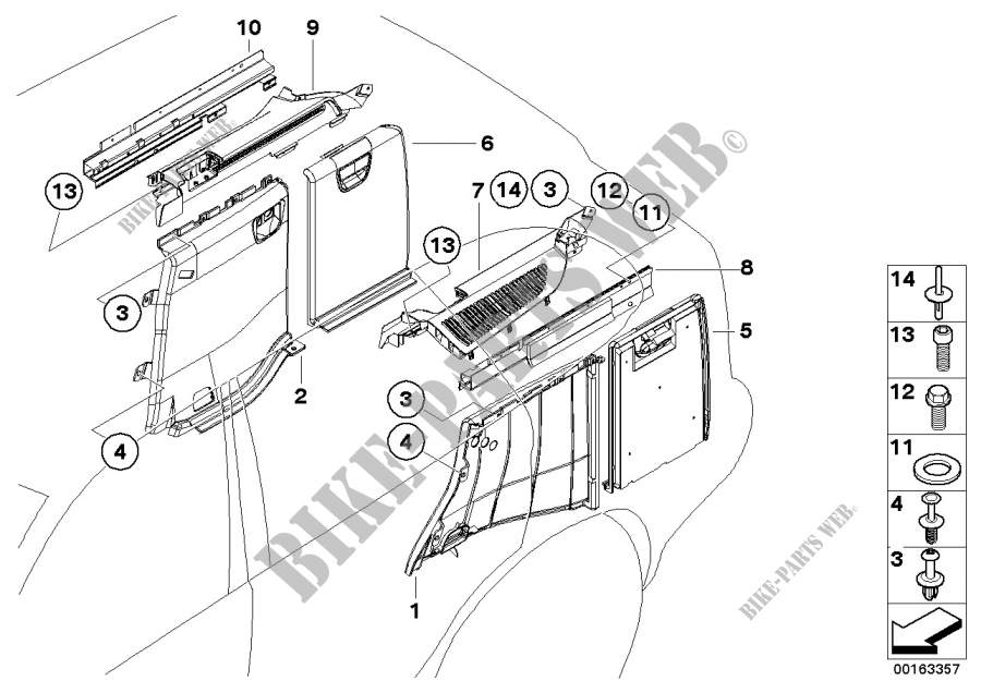 Revestimiento fondo de la maleta lateral para BMW X5 4.8is