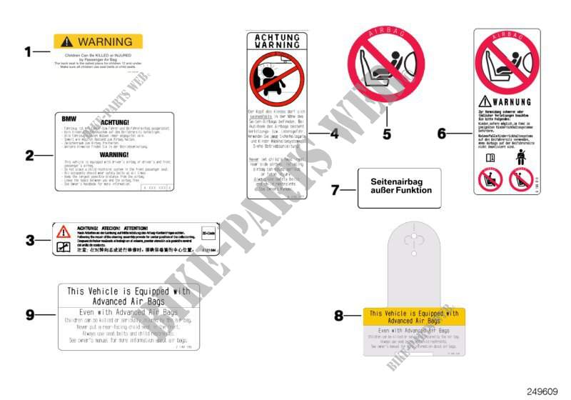Rótulo de advertencia Airbag para BMW 325i